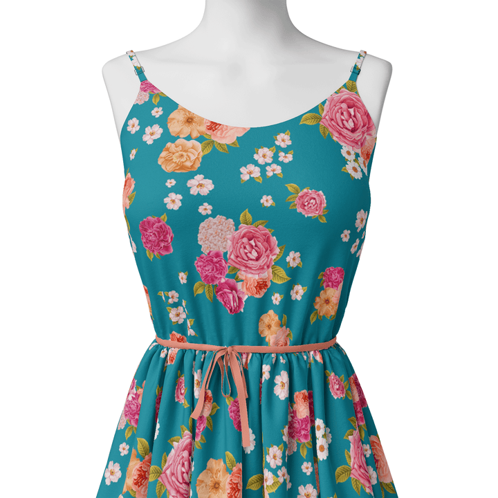 Beautiful Multicolour Anemone Roses Digital Printed Fabric - FAB VOGUE Studio®