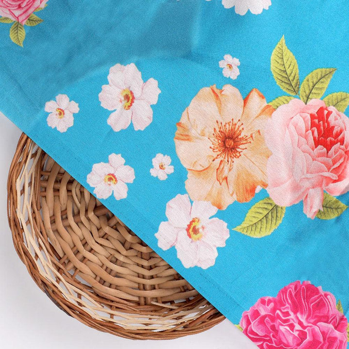 Beautiful Multicolour Anemone Roses Digital Printed Fabric - Japan Satin - FAB VOGUE Studio®