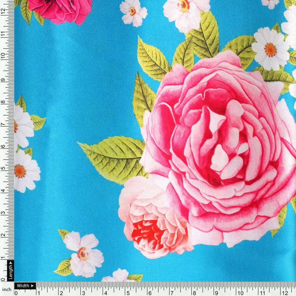 Beautiful Multicolour Anemone Roses Digital Printed Fabric - Japan Satin – js 0 ta08277p 110 beautiful multicolour anemone roses digital printed fabric japan satin 4