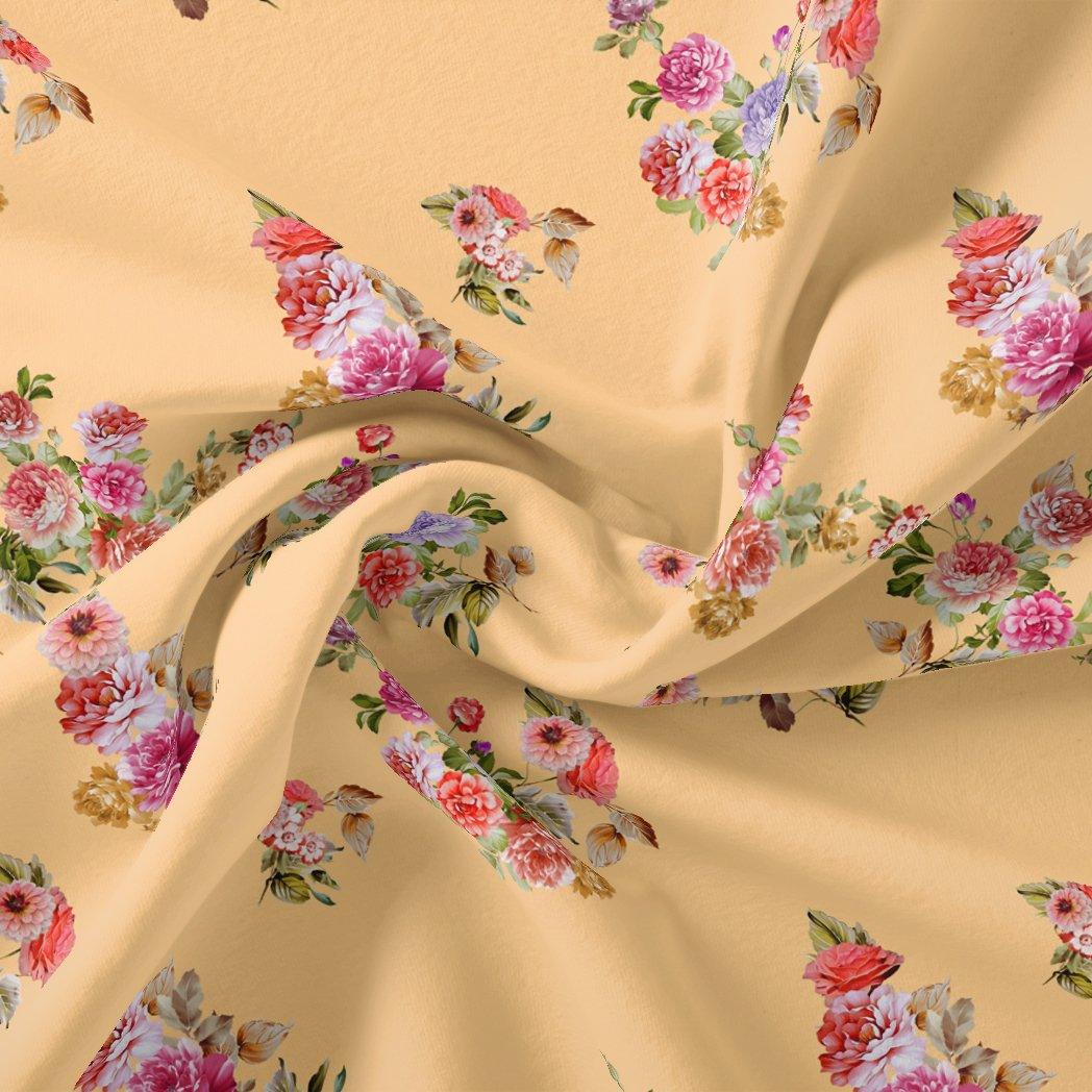 Bloom Pink Forest Flower Digital Printed Fabric - Japan Satin - FAB VOGUE Studio®