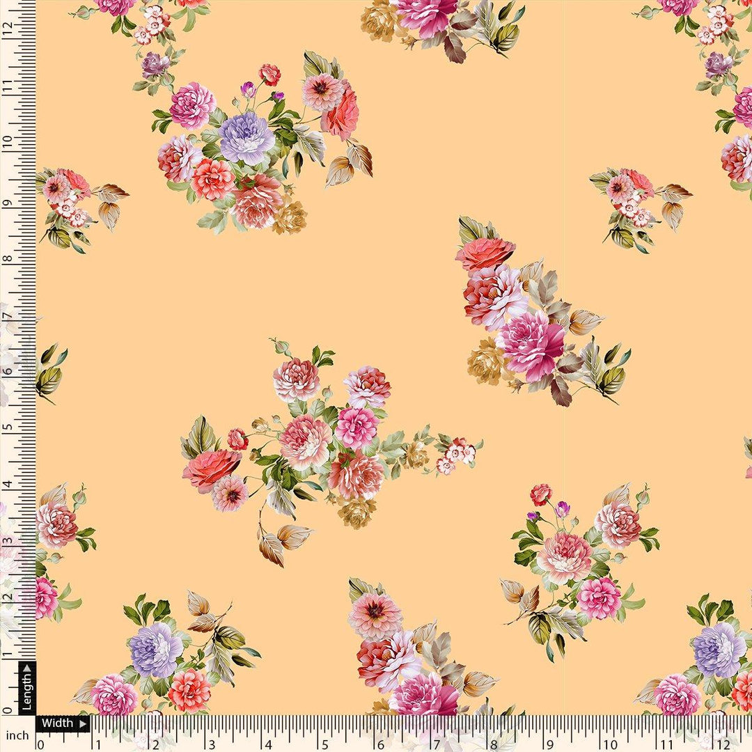 Apricot Light Watercolour Flower Digital Printed Fabric - FAB VOGUE Studio®