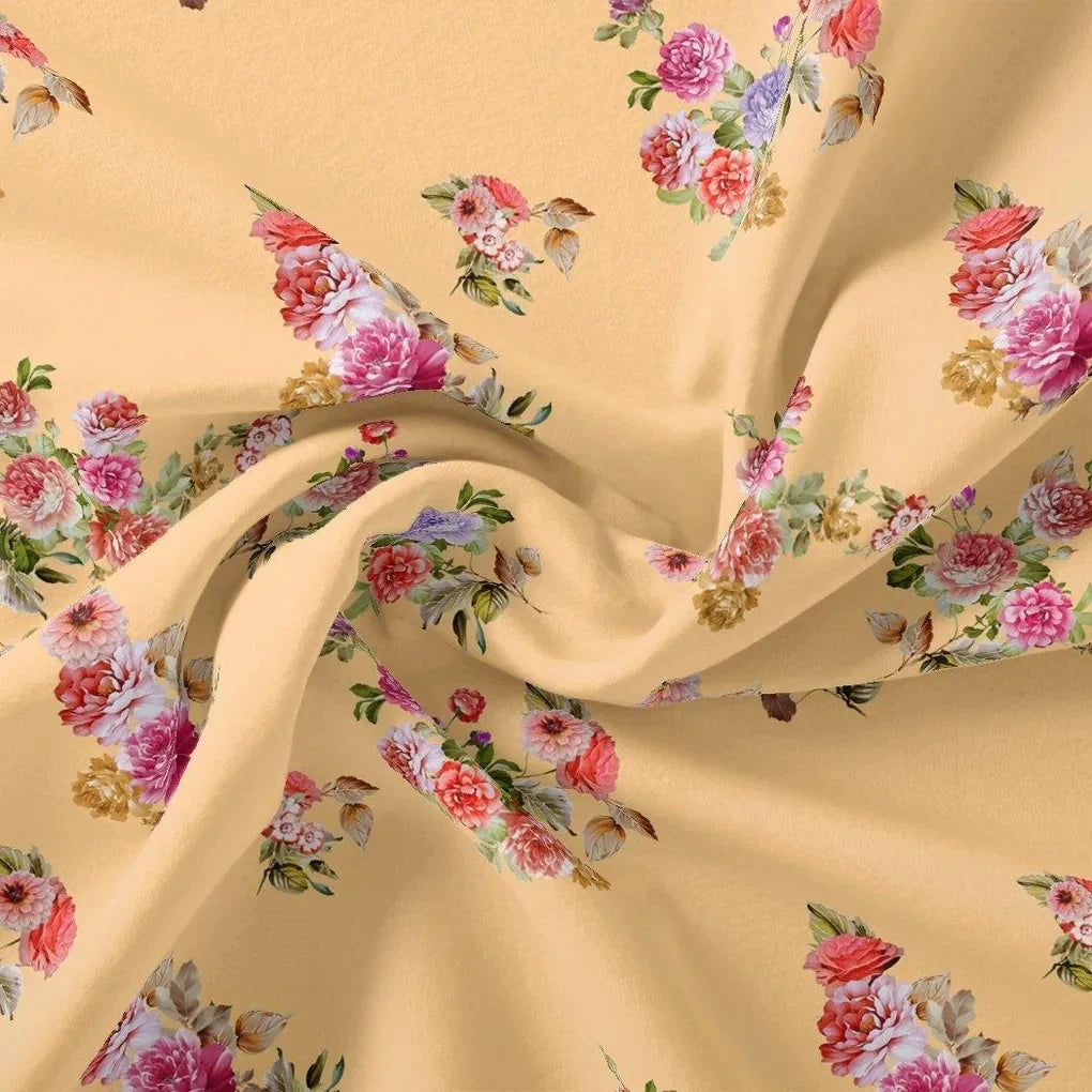 Apricot Light Watercolour Flower Digital Printed Fabric - Japan Satin – js 0 ta08282p 110 apricot light watercolour flower digital printed fabric japan satin 1