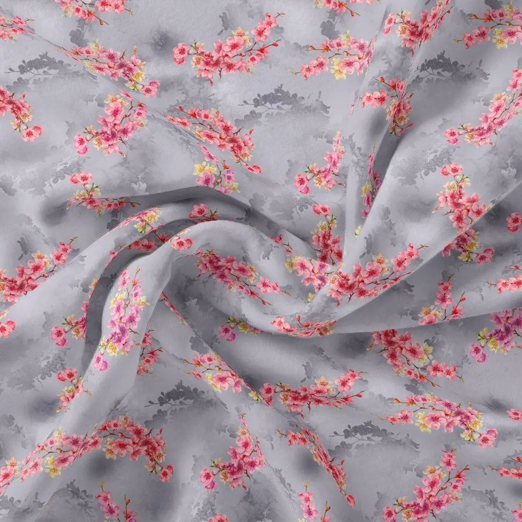 Tiny Pink Violet Floral Flower Digital Printed Fabric - Japan Satin – js 0 ta08283p4 110 tiny pink violet floral flower digital printed fabric japan satin 1