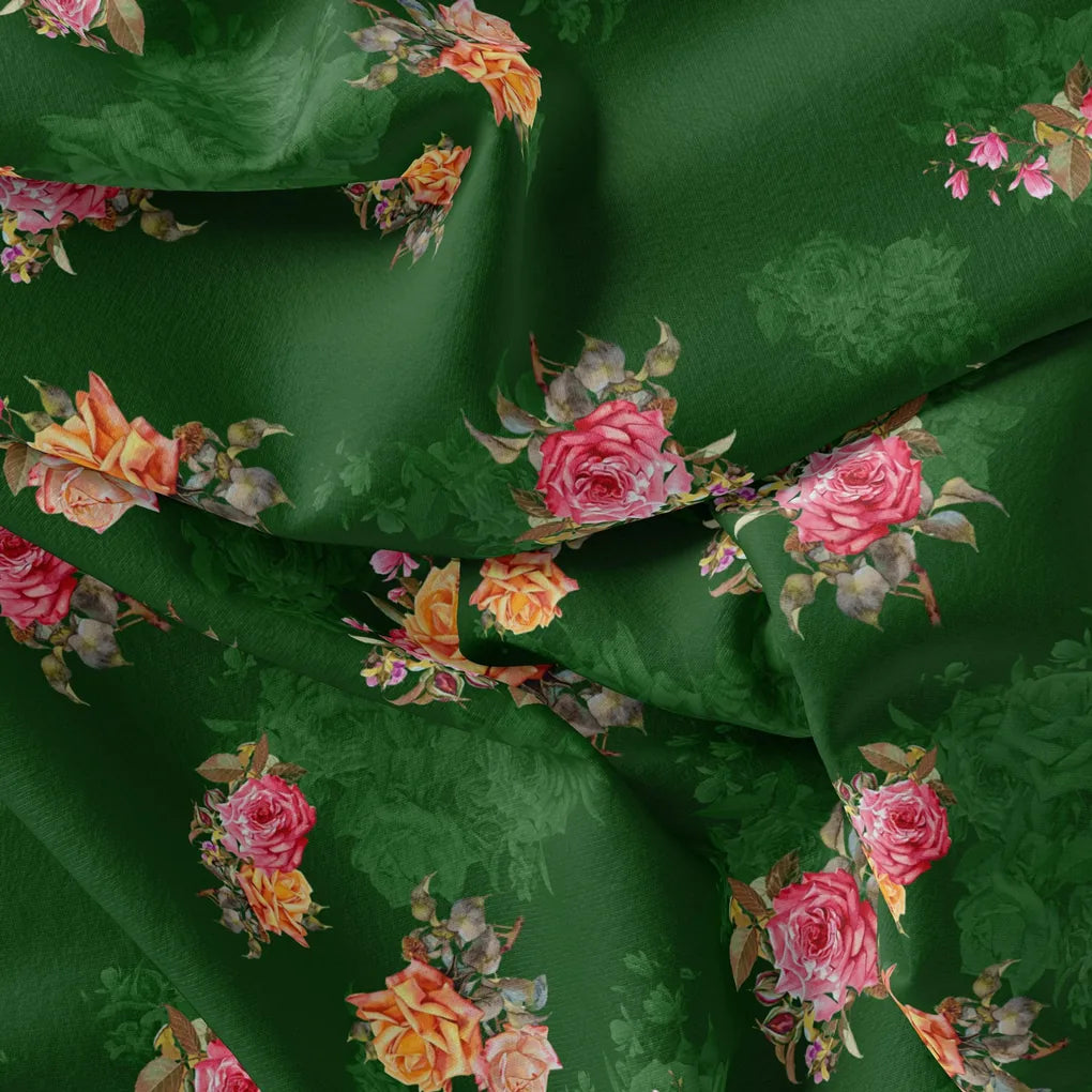 Beautiful Roses With Leaves Digital Printed Fabric – js 0 ta08286p3 110 beautiful roses with leaves digital printed fabric 3
