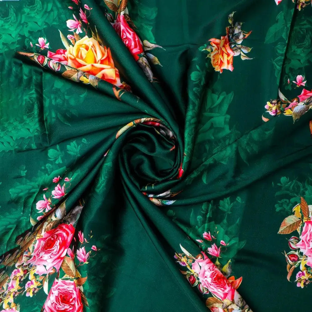 Beautiful Roses With Leaves Digital Printed Fabric - Japan Satin – js 0 ta08286p3 110 beautiful roses with leaves digital printed fabric japan satin 1