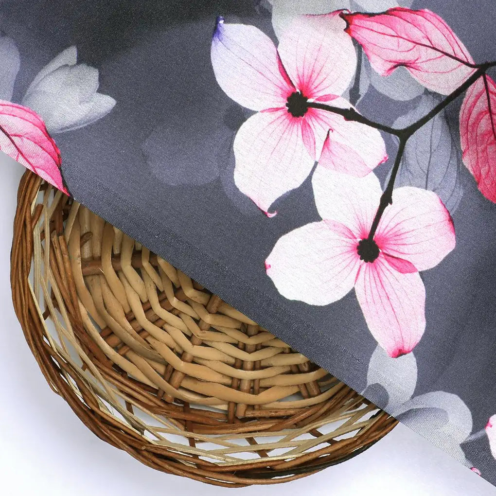 Pink Orchid Flower With Grey Background Digital Printed Fabric - Japan Satin – js 0 ta08291p 110 pink orchid flower with grey background digital printed fabric japan satin 2