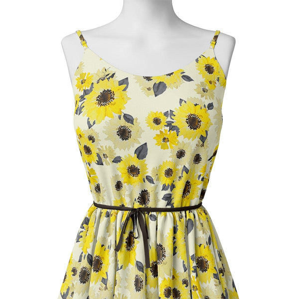 Morden Classic Yellow Sunflower Digital Printed Fabric - Japan Satin – js 0 ta08303p 110 morden classic yellow sunflower digital printed fabric japan satin 2 - alternate view
