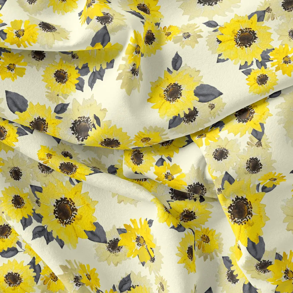 Morden Classic Yellow Sunflower Digital Printed Fabric - Japan Satin – js 0 ta08303p 110 morden classic yellow sunflower digital printed fabric japan satin 4