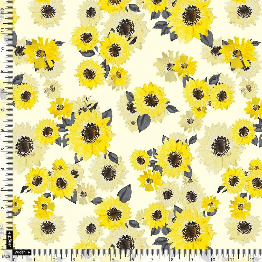 Morden Classic Yellow Sunflower Digital Printed Fabric - Japan Satin – js 0 ta08303p 110 morden classic yellow sunflower digital printed fabric japan satin 5
