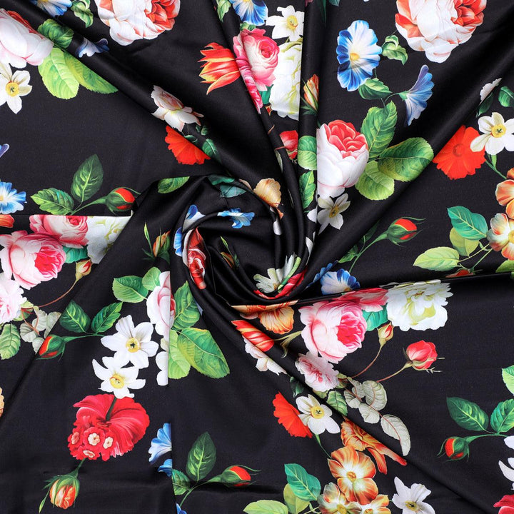 Liberty Small Floral Flower Digital Printed Fabric - Japan Satin - FAB VOGUE Studio®