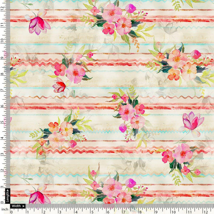 Decorative Watercolour Spring Floral Digital Printed Fabric - Japan Satin - FAB VOGUE Studio®