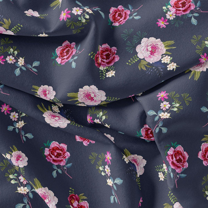 Harvest Red Pastel Wildflowers Digital Printed Fabric - Japan Satin - FAB VOGUE Studio®