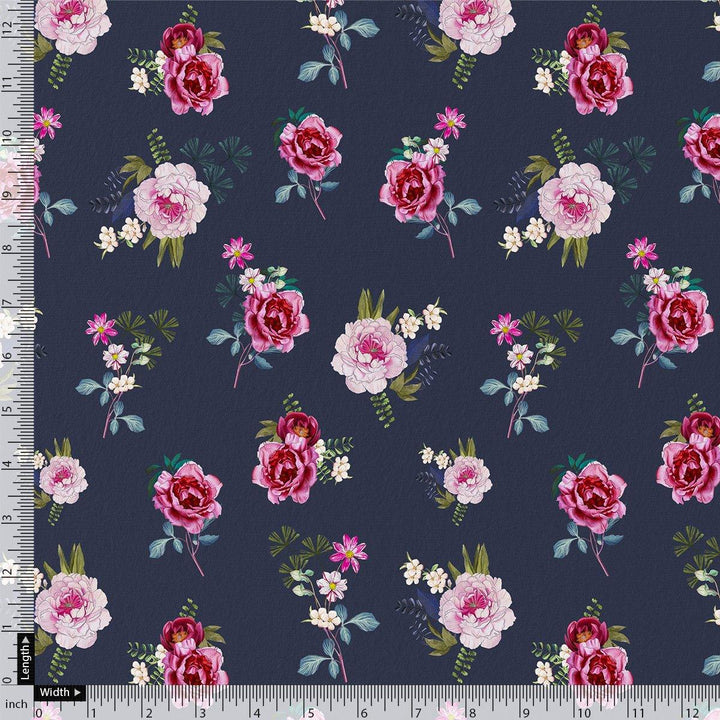 Harvest Red Pastel Wildflowers Digital Printed Fabric - Japan Satin - FAB VOGUE Studio®