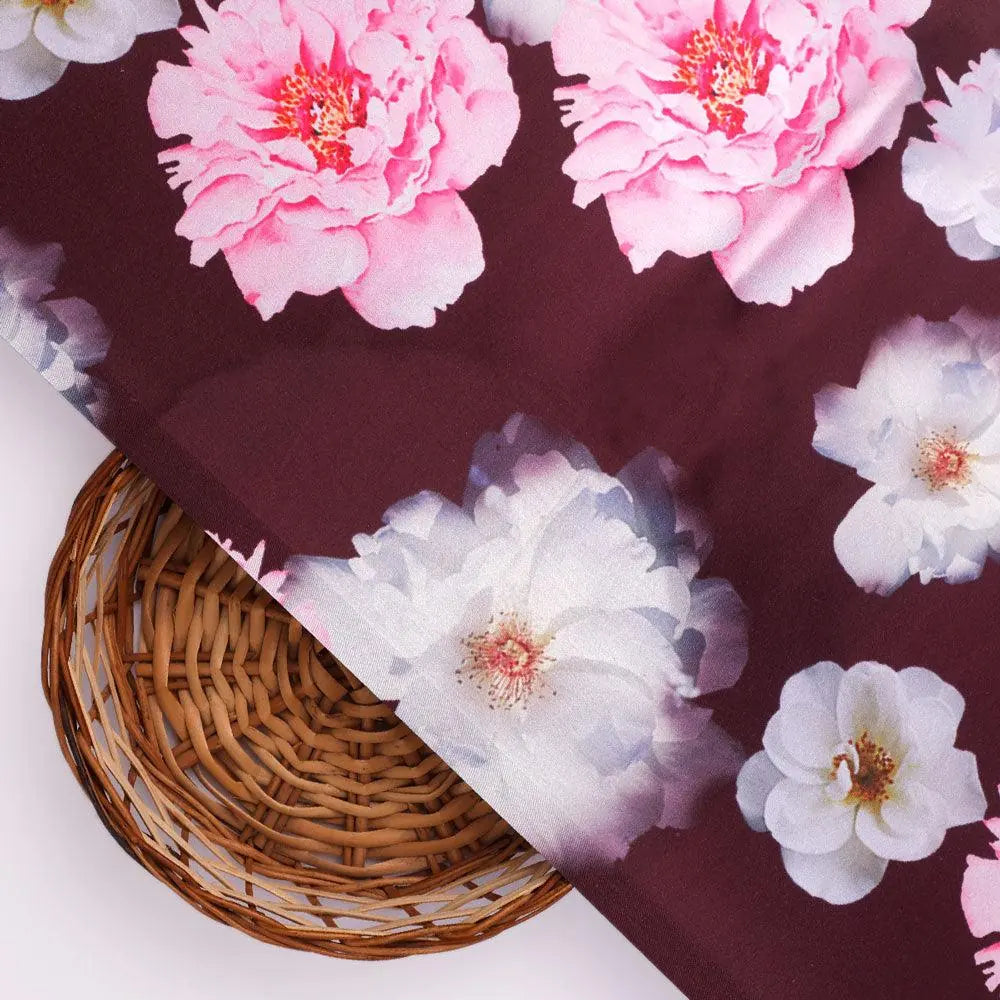 Attractive Pink Roses With Grey Digital Printed Fabric - Japan Satin – js 0 ta08328p2 110 attractive pink roses with grey digital printed fabric japan satin 2