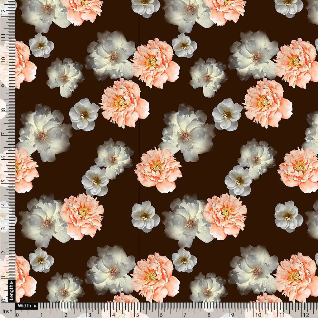 Blooming Orange Roses With Grey Digital Printed Fabric - Japan Satin – js 0 ta08328p4 110 blooming orange roses with grey digital printed fabric japan satin 5