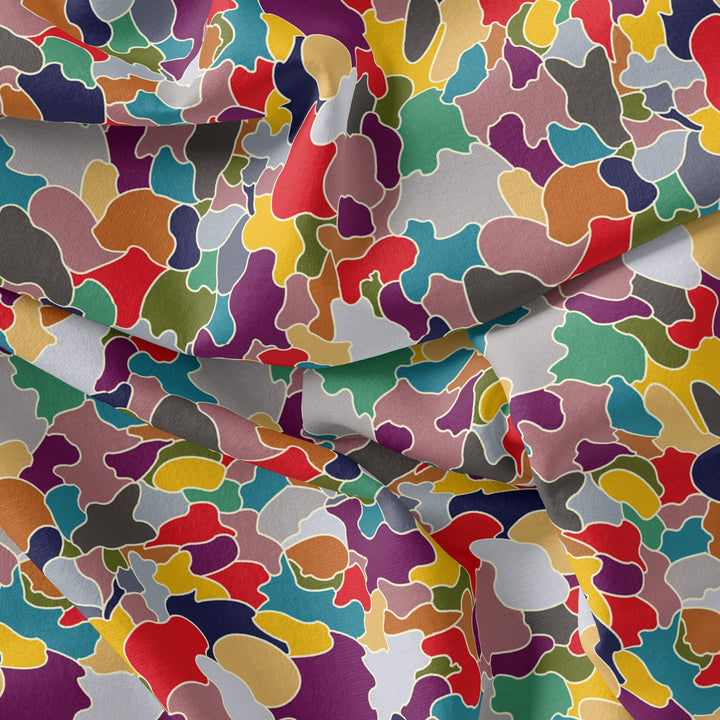 Colourful Marble Abstract Art Digital Printed Fabric - Japan Satin - FAB VOGUE Studio®
