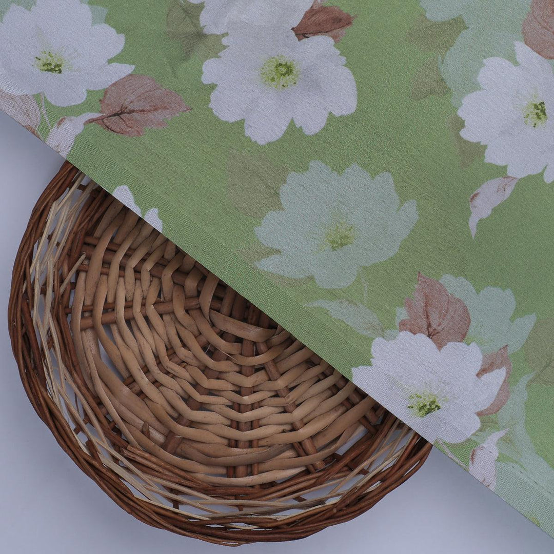 Lovely White Rose Digital Printed Fabric - Japan Satin - FAB VOGUE Studio®