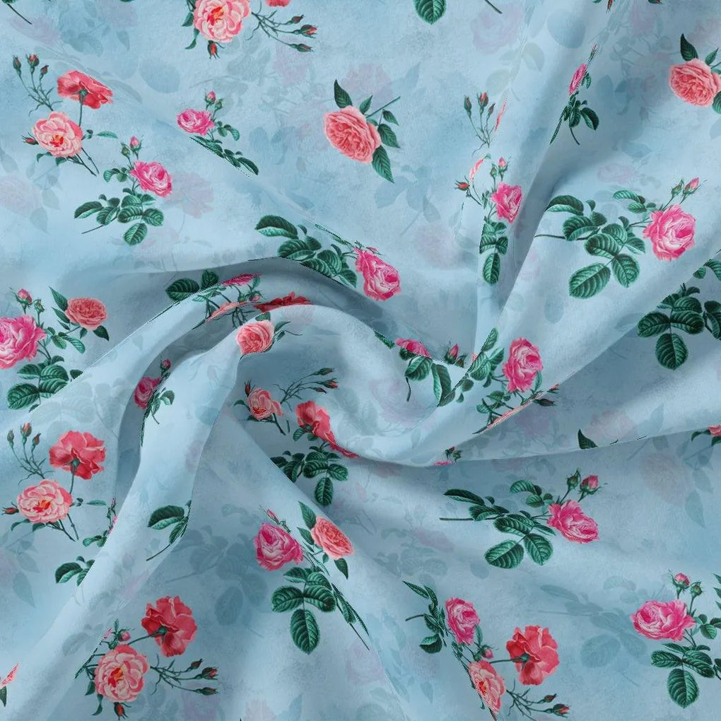 Aspen Green Leaf With Pink Rose Digital Printed Fabric – js 0 ta08342 110 aspen green leaf with pink rose digital printed fabric 3