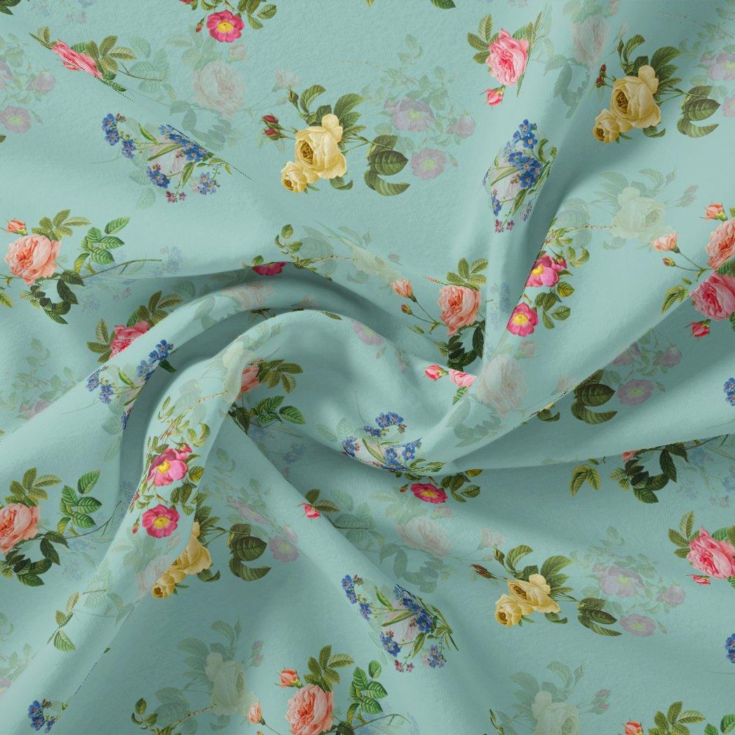 Summer Vintage Colorful Flower Digital Printed Fabric - FAB VOGUE Studio®