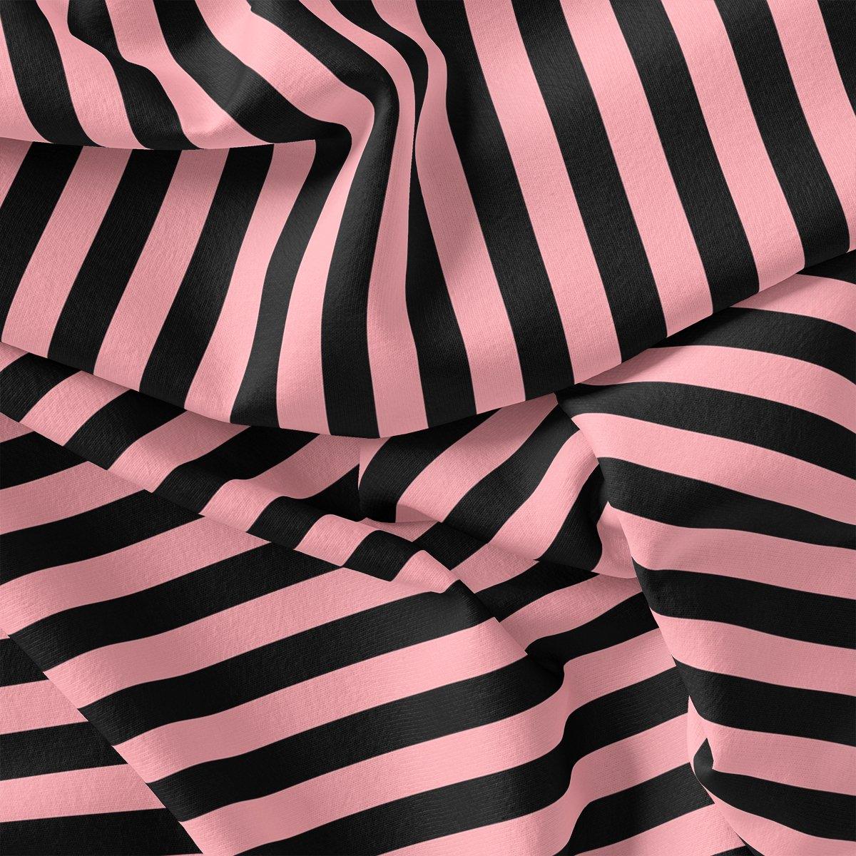 Bayadere Stripes Black With Pink Digital Printed Fabric - FAB VOGUE Studio®