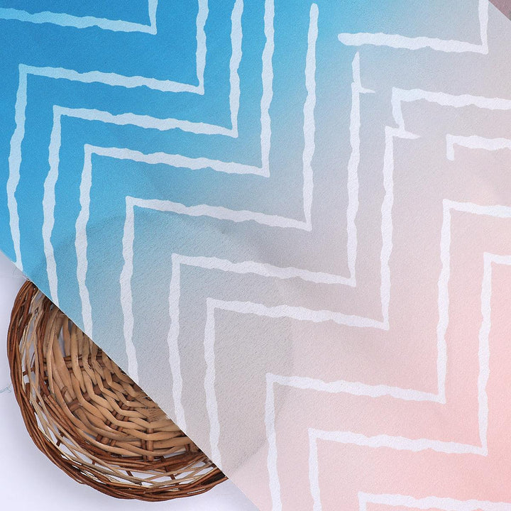 Morden Colours Of Zigzag Digital Printed Fabric - Japan Satin - FAB VOGUE Studio®