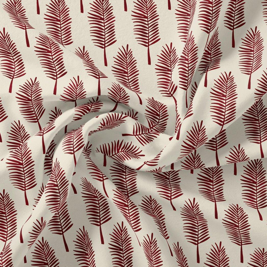 Red Pedate Leaves Digital Printed Fabric - FAB VOGUE Studio®