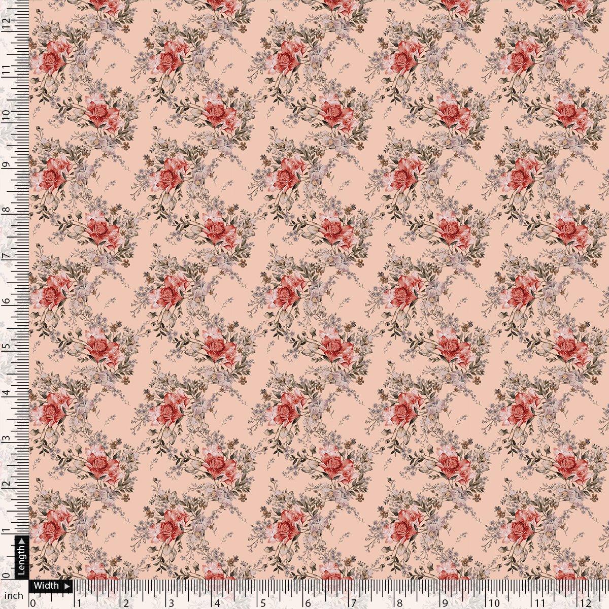 Beautiful Seamless Red Poppy Flower Digital Printed Fabric - Japan Satin - FAB VOGUE Studio®