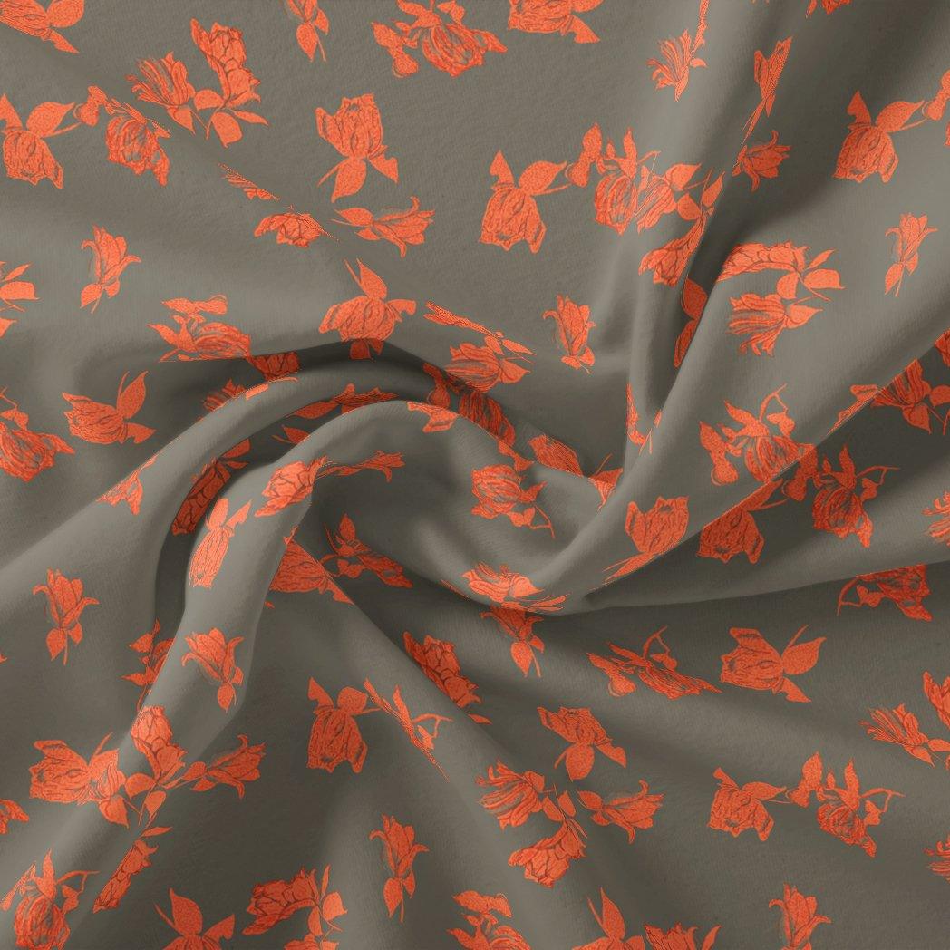 Tulips Roses With Orange Colour Digital Printed Fabric – js 0 ta08519 110 tulips roses with orange colour digital printed fabric 1