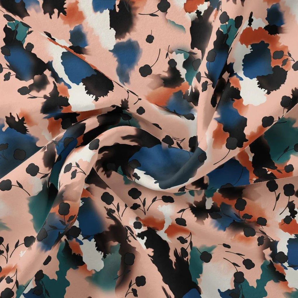 Watercolour Spot With Flower Digital Printed Fabric - Japan Satin – js 0 ta08520 110 watercolour spot with flower digital printed fabric japan satin 3