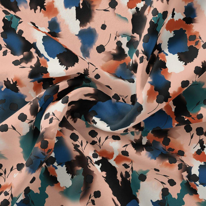 Watercolour Spot With Flower Digital Printed Fabric - Japan Satin - FAB VOGUE Studio®