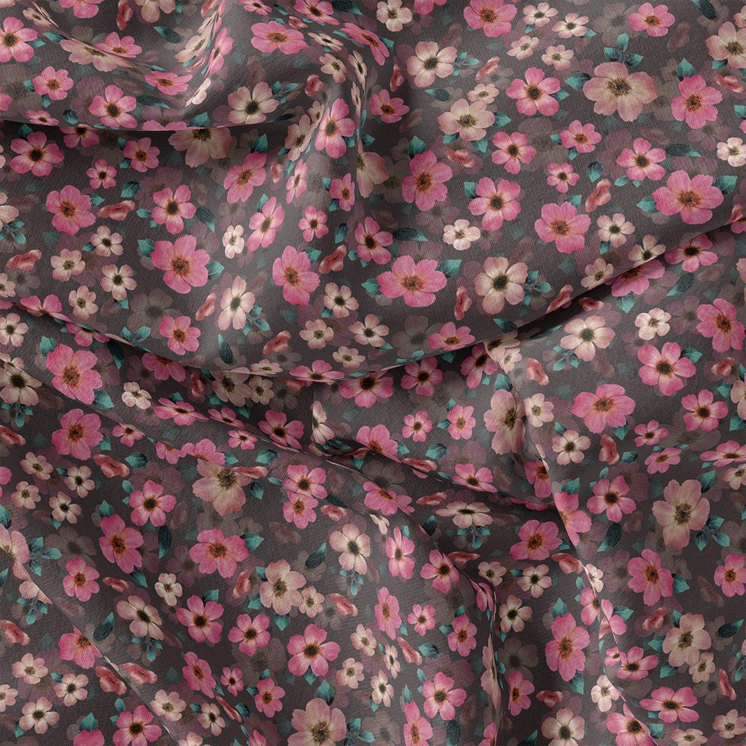 Buttercup Pink Floral Digital Printed Fabric - FAB VOGUE Studio®