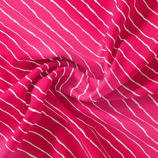 Lovely Pink Gradient Strips Wave Digital Printed Fabric - FAB VOGUE Studio®