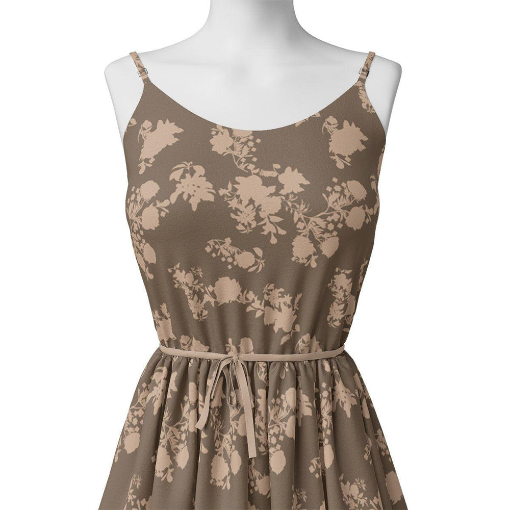 Beautiful Brown Floral Branch Digital Printed Fabric - FAB VOGUE Studio®