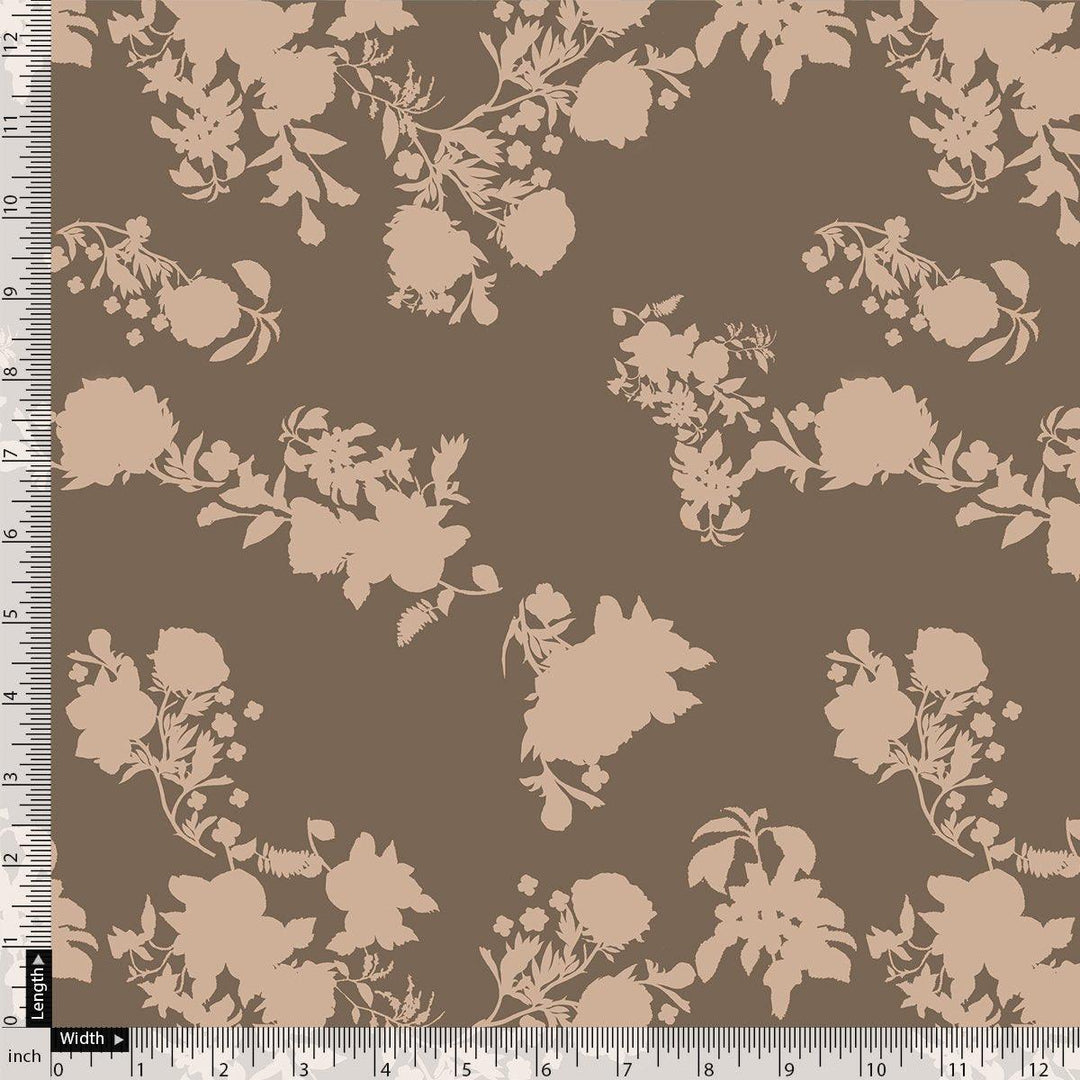 Beautiful Brown Floral Branch Digital Printed Fabric - FAB VOGUE Studio®