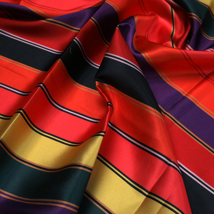 Tiny Serpentine Stripes Pattern Digital Printed Fabric - Japan Satin - FAB VOGUE Studio®