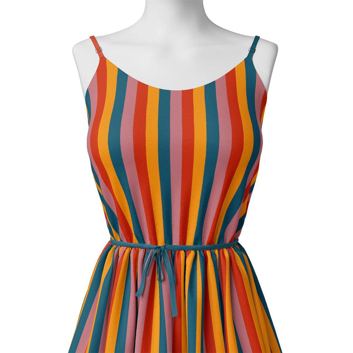 Rainbow Colourful Breton Stripes Digital Printed Fabric - FAB VOGUE Studio®