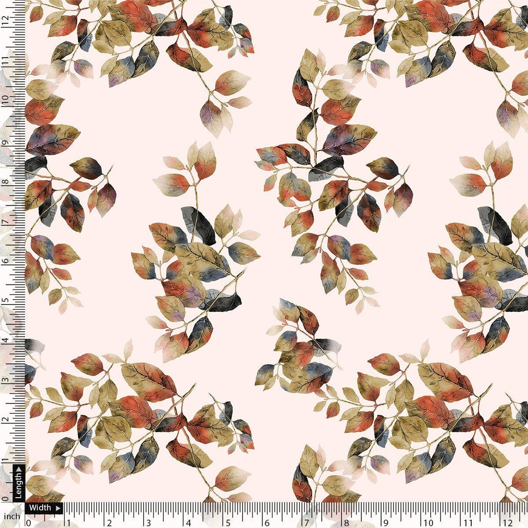 Lovely Small Goat Willow Leafs Digital Printed Fabric - Japan Satin - FAB VOGUE Studio®