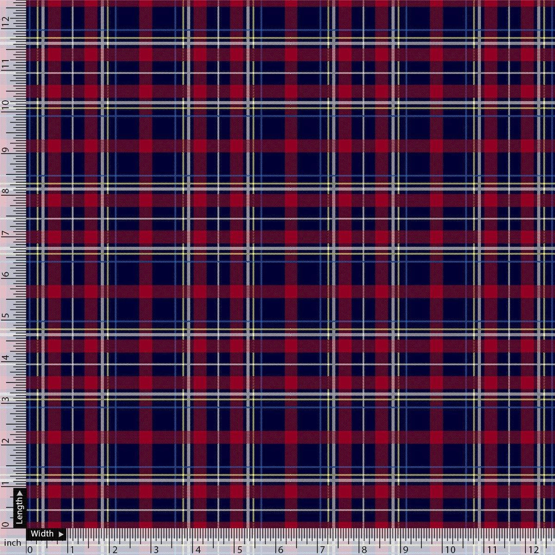 Gingham Pattern With Red And Blue Colour Digital Printed Fabric - FAB VOGUE Studio®