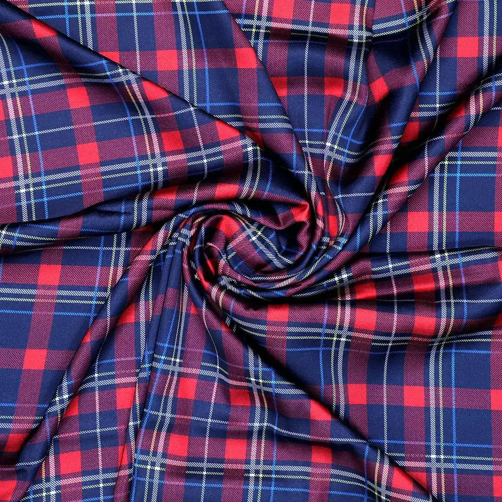 Gingham Pattern With Red And Blue Colour Digital Printed Fabric - Japan Satin – js 0 ta08596 110 gingham pattern with red and blue colour digital printed fabric japan satin 1