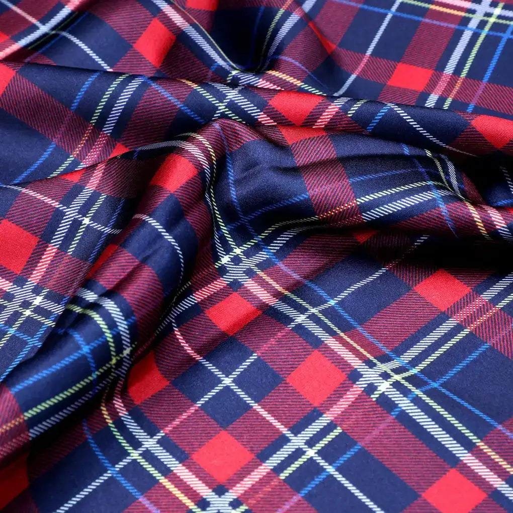 Gingham Pattern With Red And Blue Colour Digital Printed Fabric - Japan Satin – js 0 ta08596 110 gingham pattern with red and blue colour digital printed fabric japan satin 3