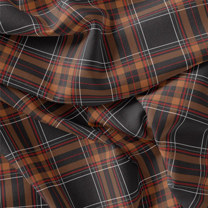 Morden Browny Checkered Digital Printed Fabric - Japan Satin - FAB VOGUE Studio®