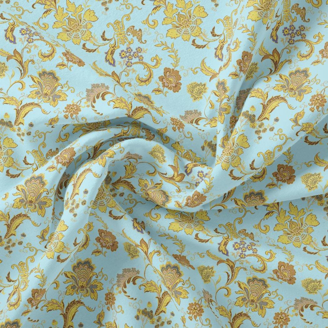 Royal Golden Flower Branch Digital Printed Fabric - FAB VOGUE Studio®