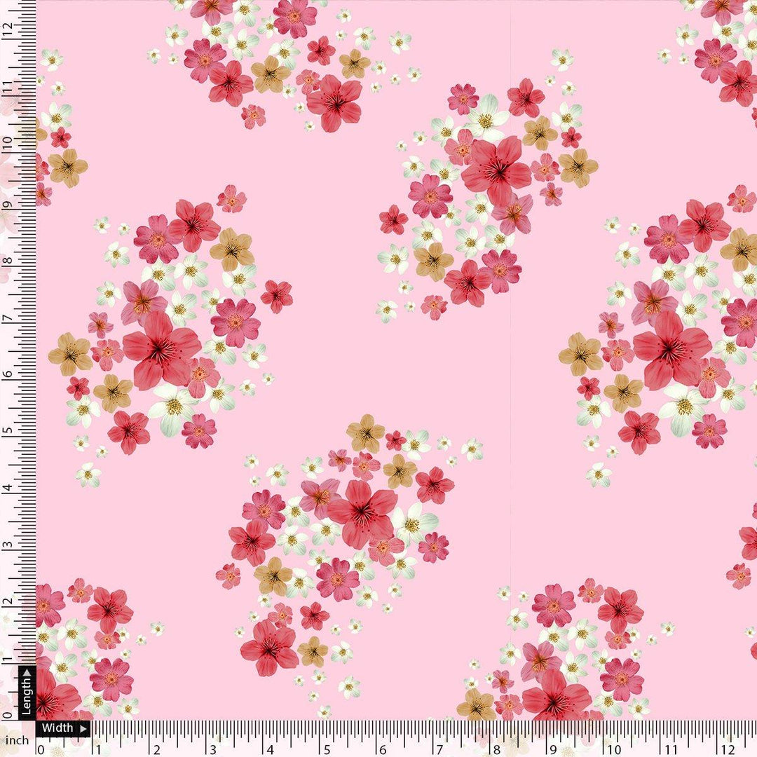 Lovely Pinkish Chintz Flower Digital Printed Fabric - Japan Satin - FAB VOGUE Studio®