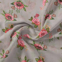Pink Buttercup Flower Bunch Digital Printed Fabric - Japan Satin – js 0 ta08788 110 pink buttercup flower bunch digital printed fabric japan satin 1