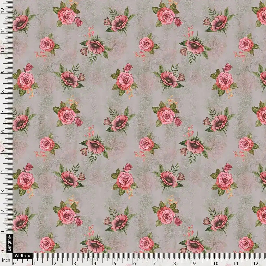 Pink Buttercup Flower Bunch Digital Printed Fabric - Japan Satin – js 0 ta08788 110 pink buttercup flower bunch digital printed fabric japan satin 4