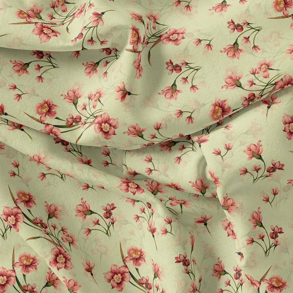 Beautiful Tiny Pink Chintz Digital Printed Fabric - Japan Satin - FAB VOGUE Studio®