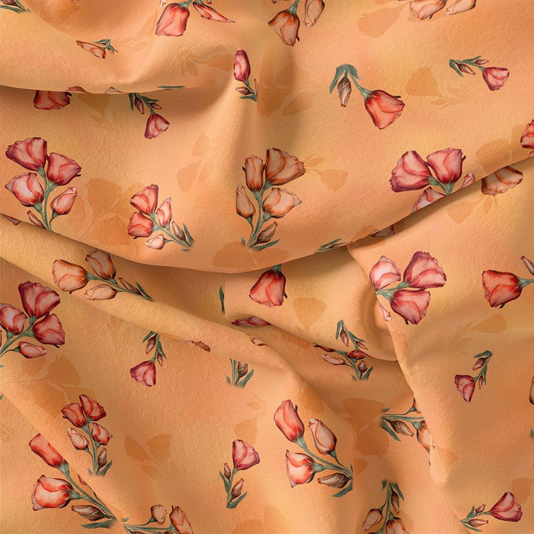 Lovely Decorative Roses Digital Printed Fabric - Japan Satin - FAB VOGUE Studio®