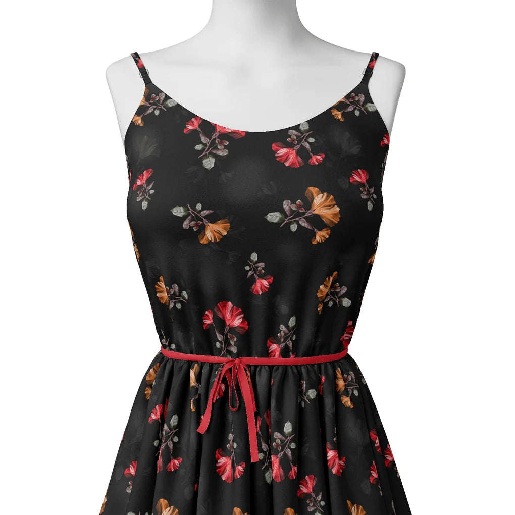 Morden Red Iris With Golden Floral Digital Printed Fabric - Japan Satin – js 0 ta08882p1 110 morden red iris with golden floral digital printed fabric japan satin 2