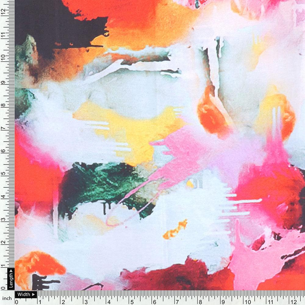 Morden Paint Of Art Multicolor Digital Printed Fabric - Japan Satin - FAB VOGUE Studio®