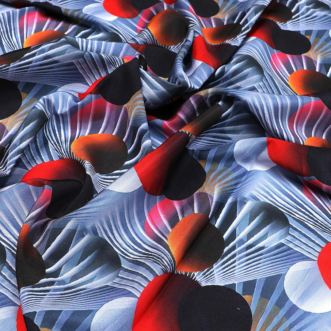 Glassmorphisam Bubble Effects Digital Printed Fabric - Japan Satin - FAB VOGUE Studio®